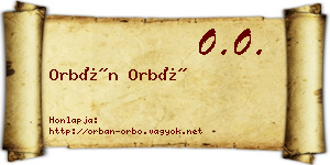 Orbán Orbó névjegykártya
